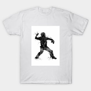 Girl Baseball Catcher Black and White Silhouette T-Shirt